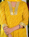 Mustard yellow lehariya suit set