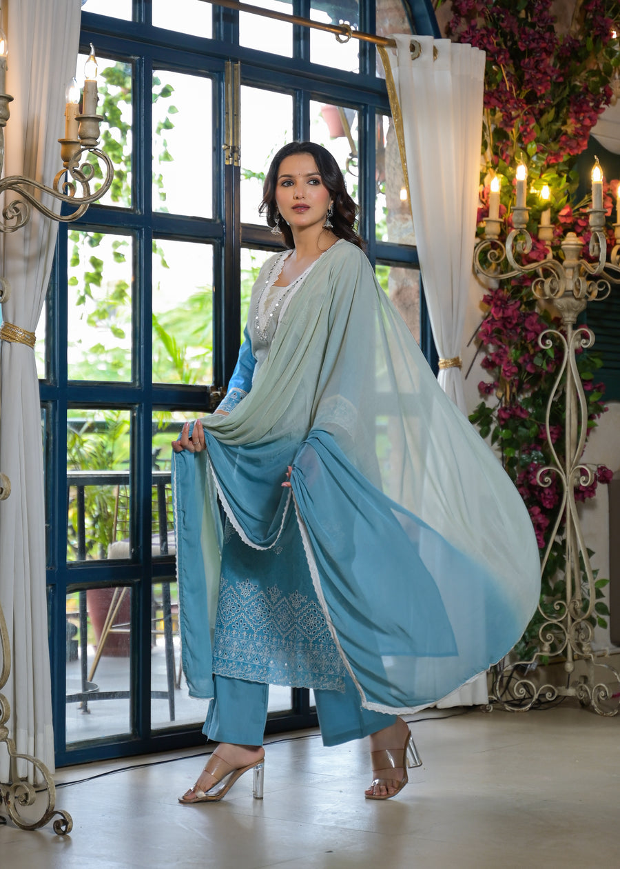 Candy blue ombre suit set