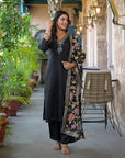 Black kalamkaari sui set
