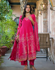 Pink floral anarkali suit set
