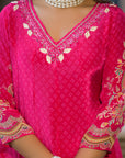 Pink floral anarkali suit set