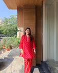 Laal Gul Strips Co-ord Set