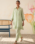 Mint Green Floral Embroidered Co-Ord Set