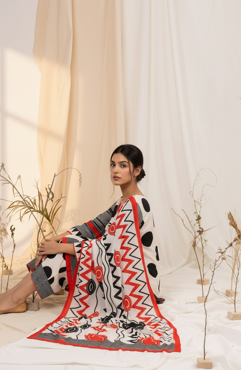 Red Polka Farshi Suit Set