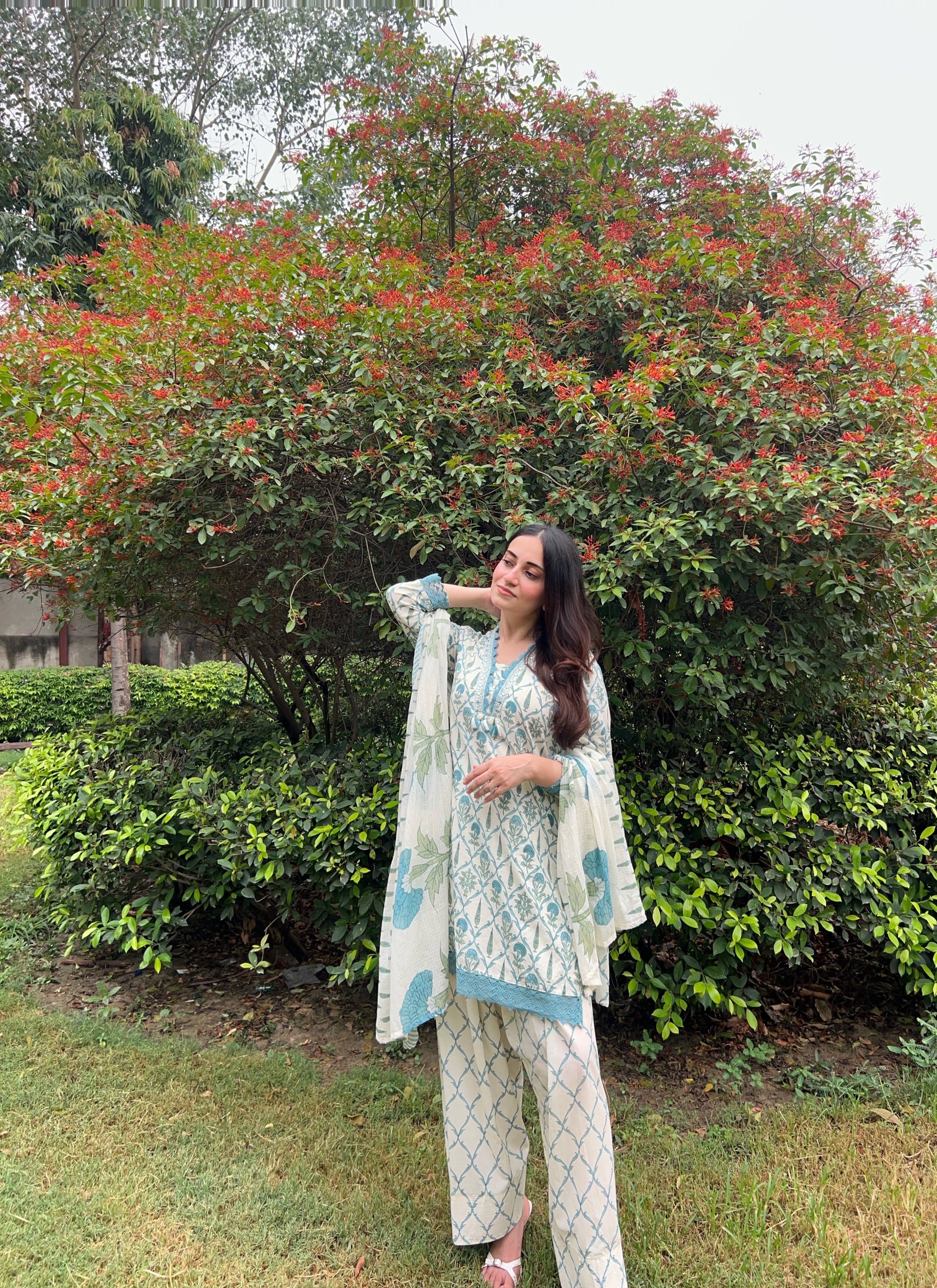 Teal Booti Farshi Suit Set