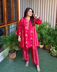 Red Noor Strips Co-ord Set