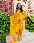 Yellow misty floral suit set