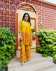 Yellow misty floral suit set