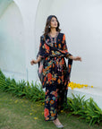 Midnight black floral suit set