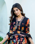 Midnight black floral suit set