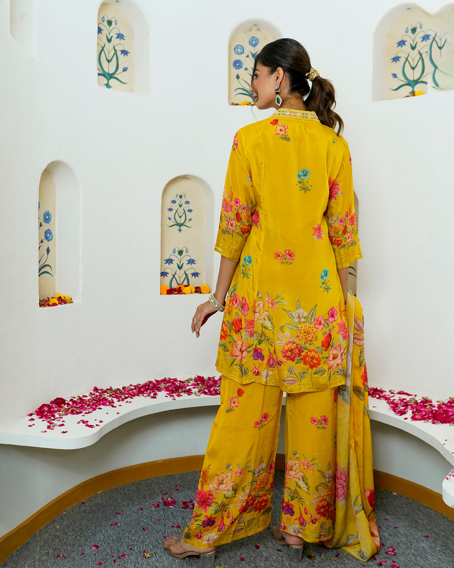 Yellow mellow floral suit set