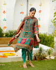 Green Rani phool suit set