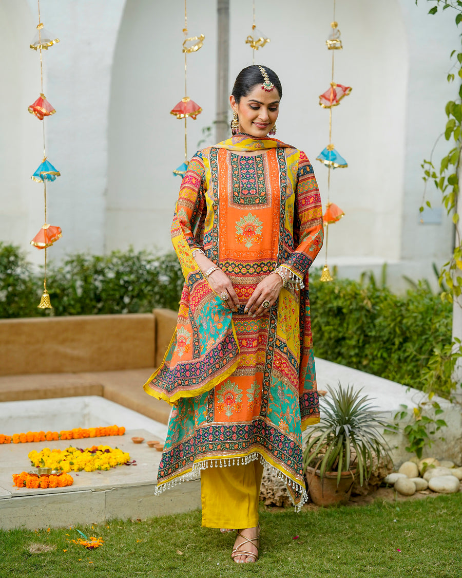 Mashnoor Mustard Floral suit set