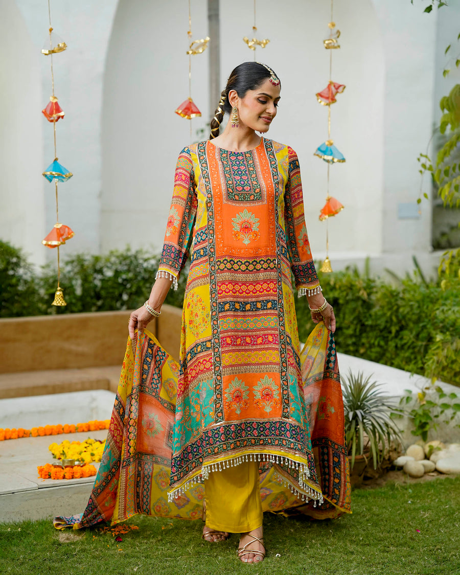 Mashnoor Mustard Floral suit set