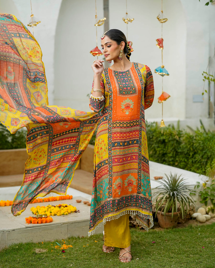 Mashnoor Mustard Floral suit set