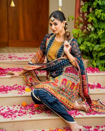 Navy blue noor suit set