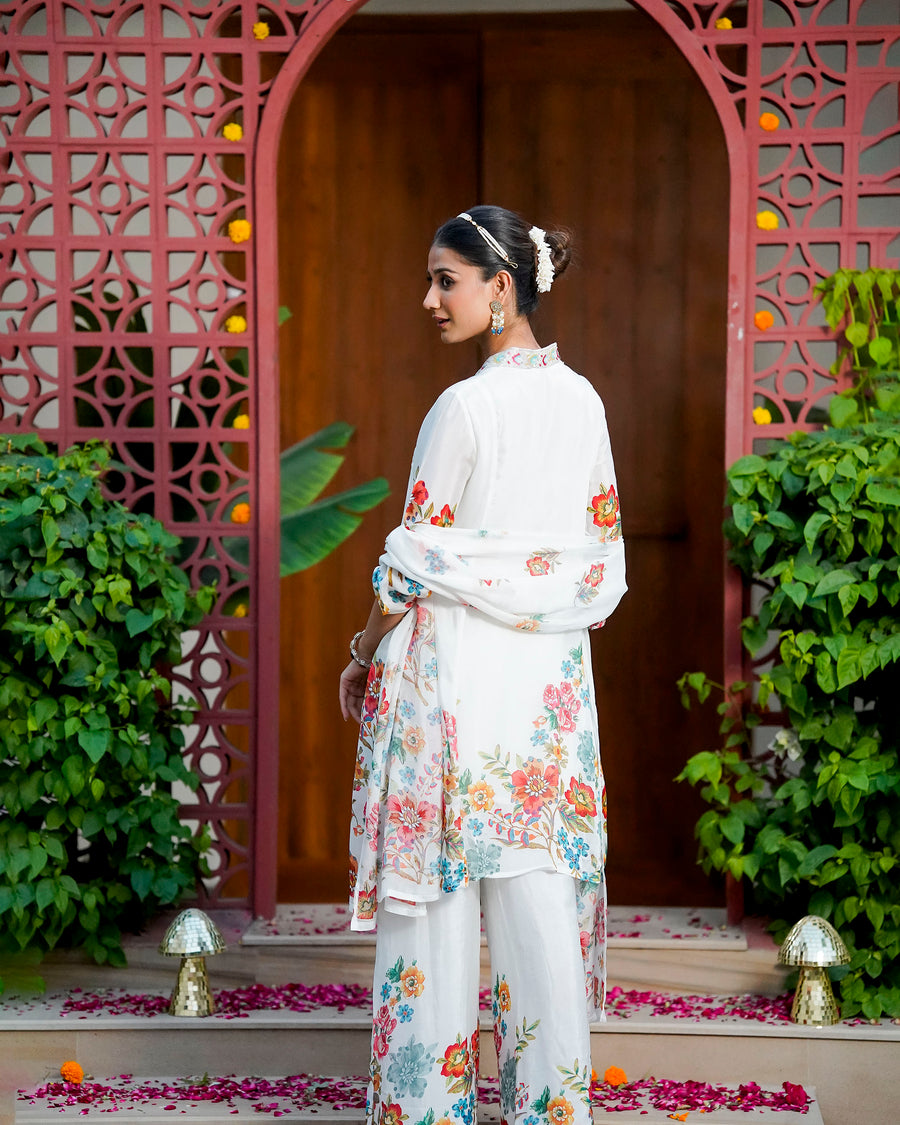 Ivory White floral suit set