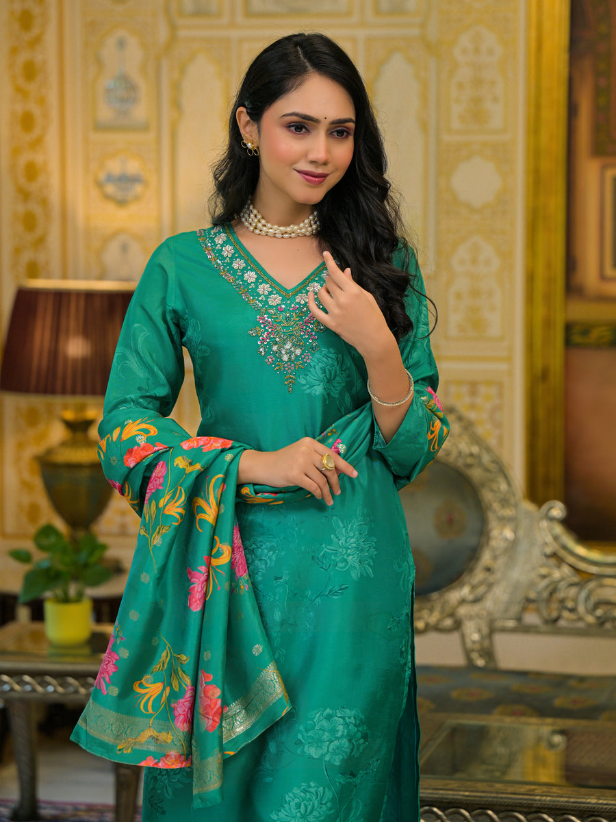 Emerald green organza suit set