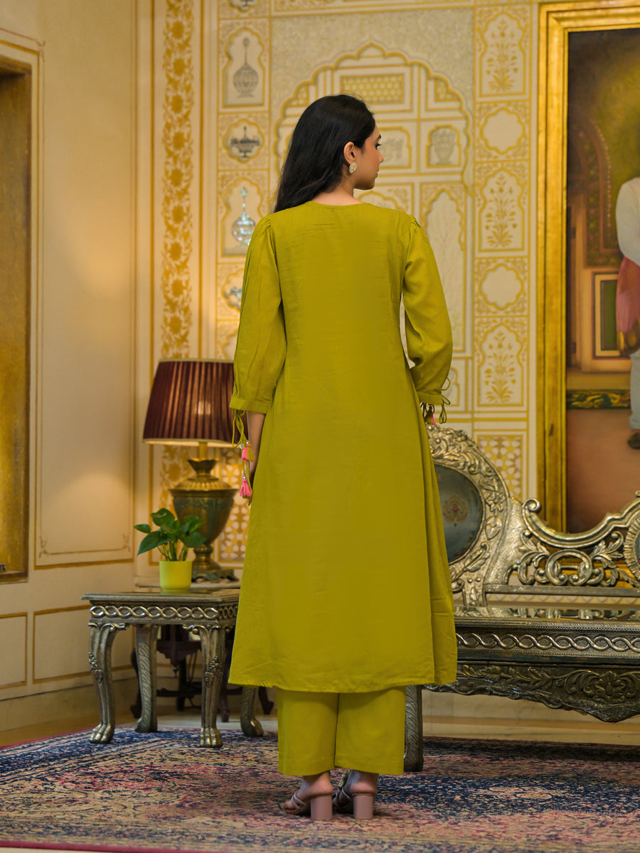 Olive green malchanderi suit set