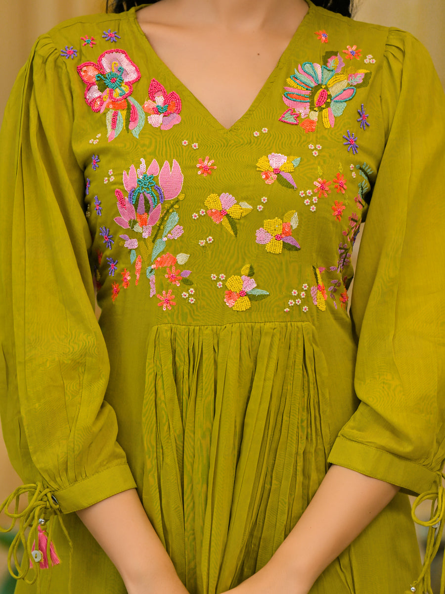 Olive green malchanderi suit set