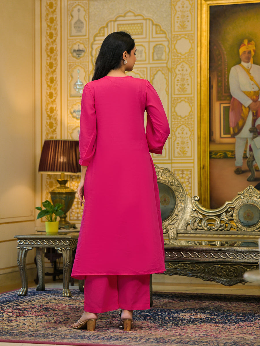 Magenta pink malchanderi suit set
