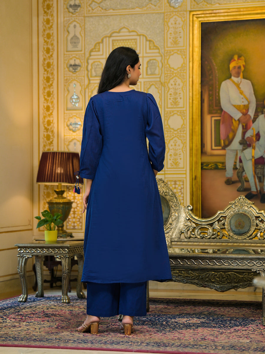 Navy blue malchanderi suit set