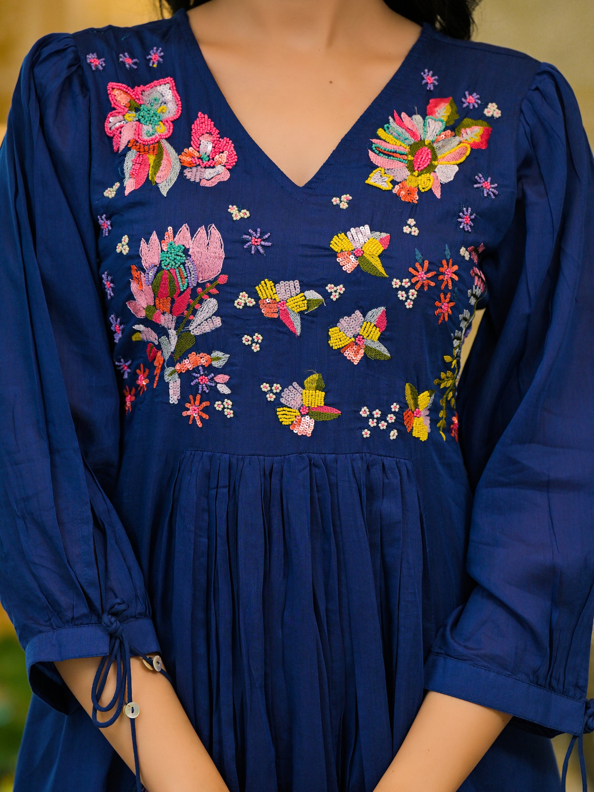 Navy blue malchanderi suit set