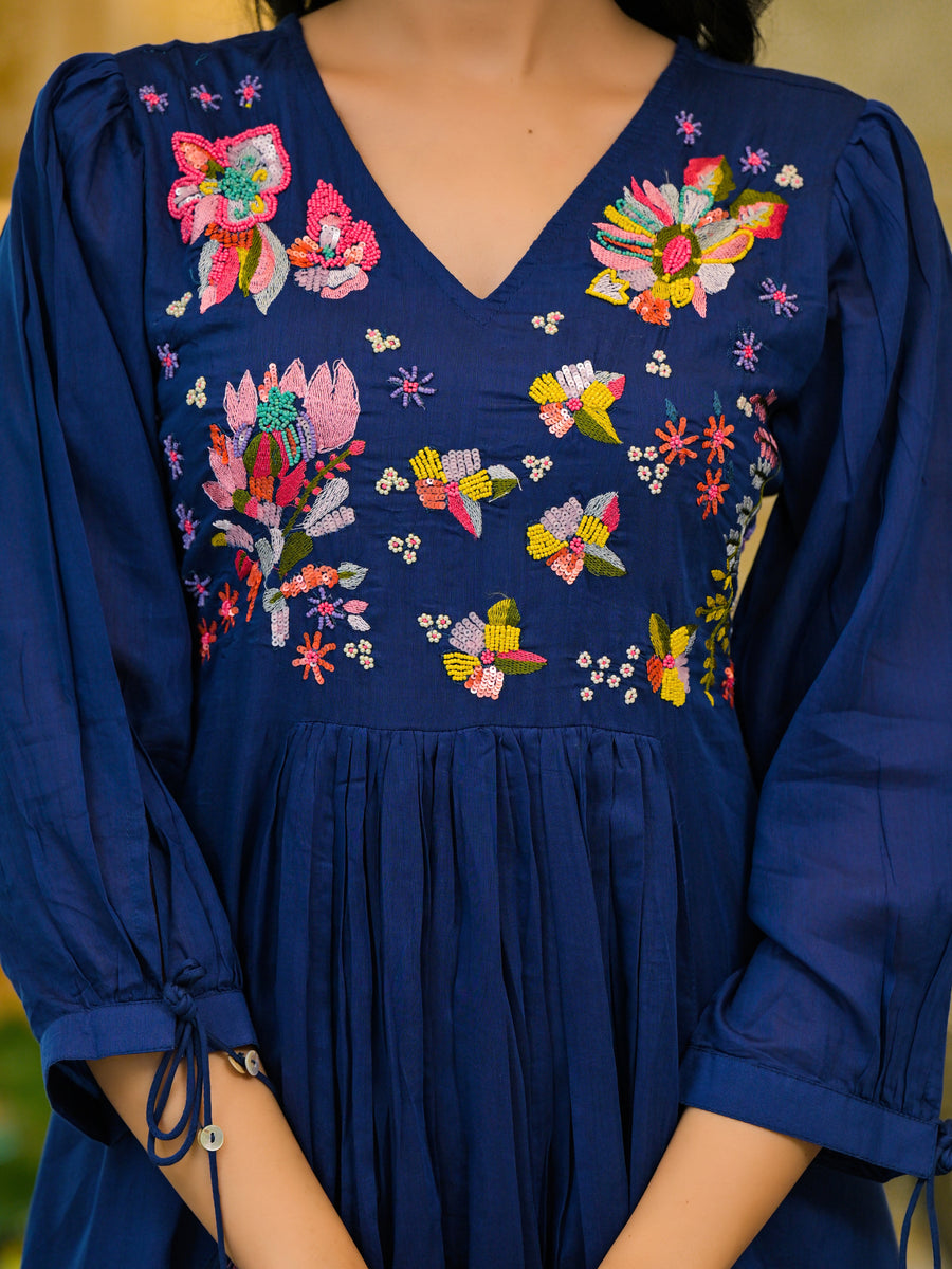 Navy blue malchanderi suit set