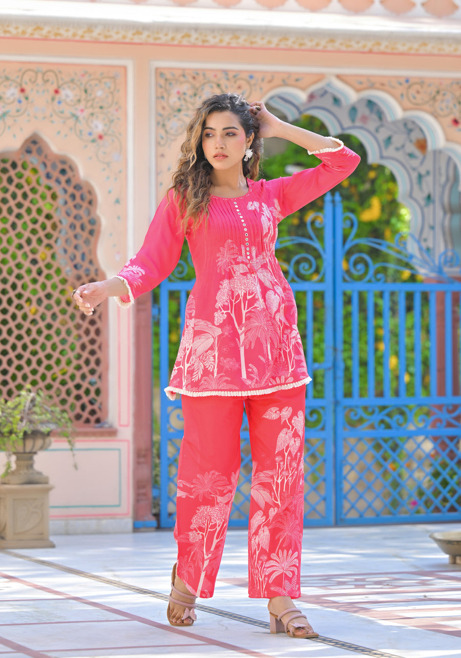Cinder pink floral COORD set