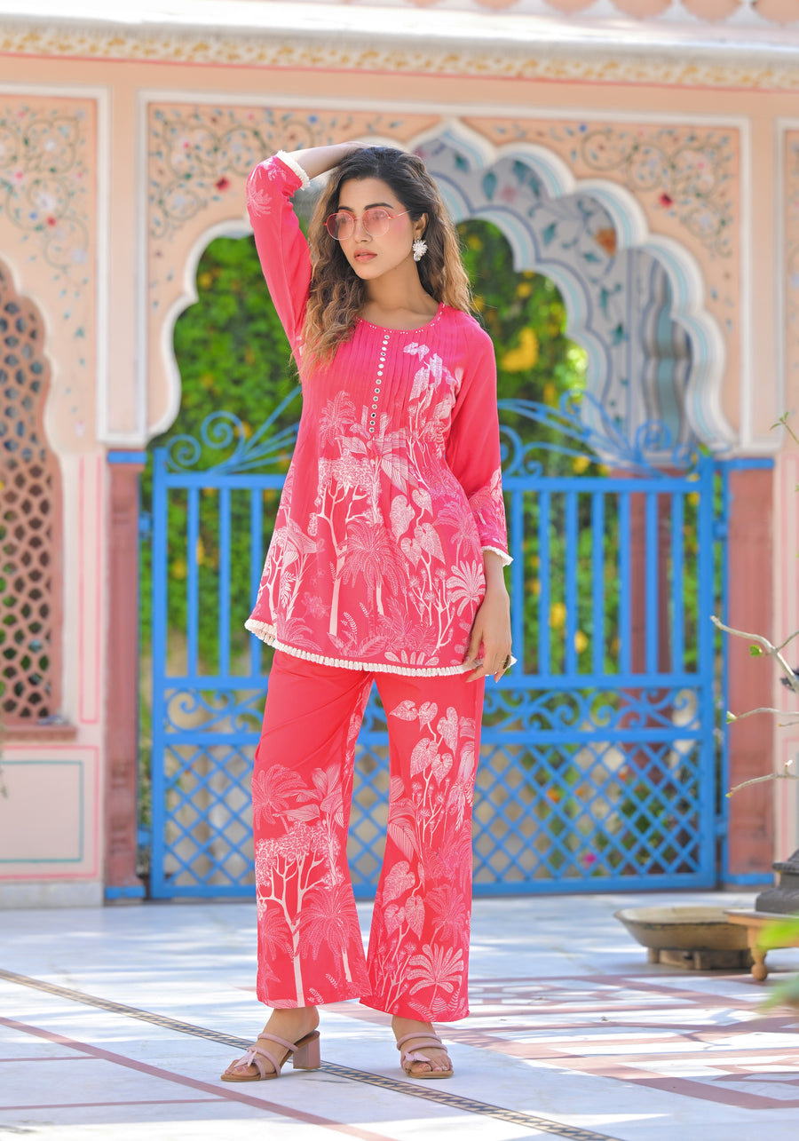 Cinder pink floral COORD set
