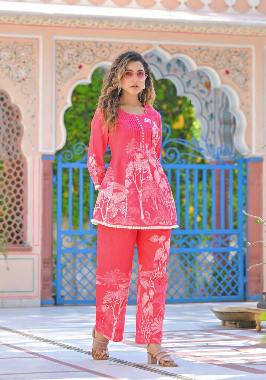 Cinder pink floral COORD set