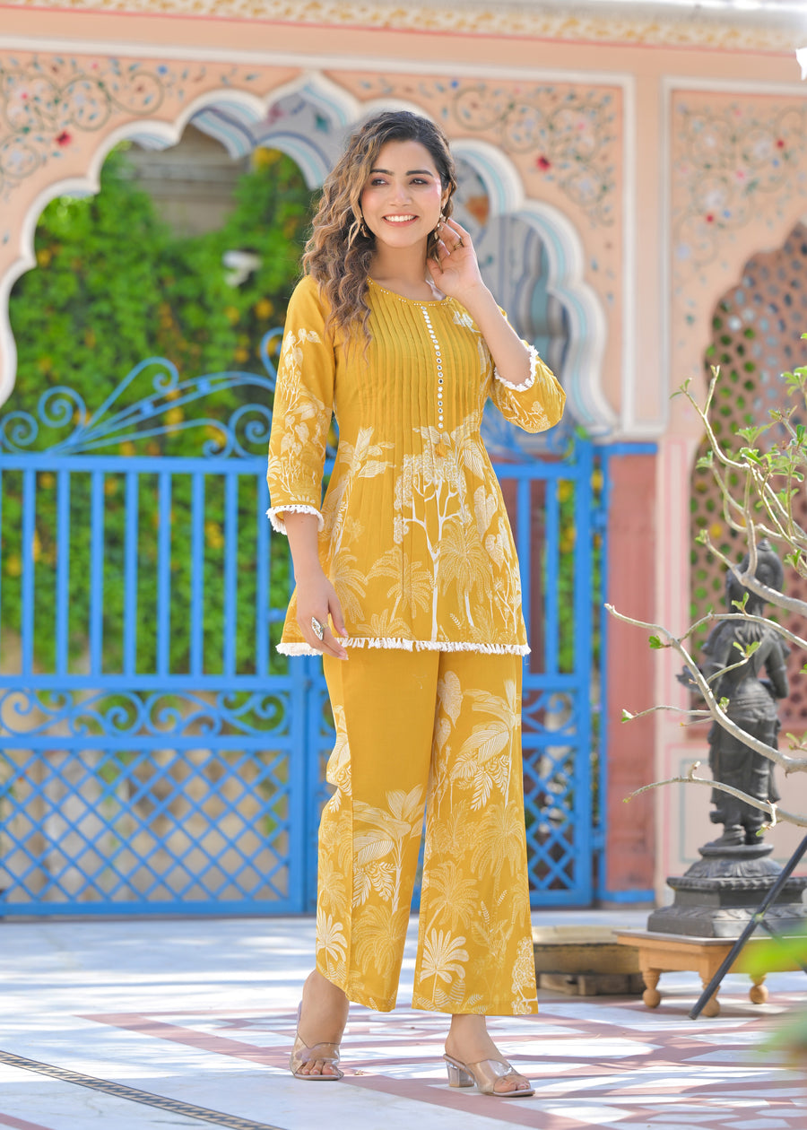Honey yellow floral coord set