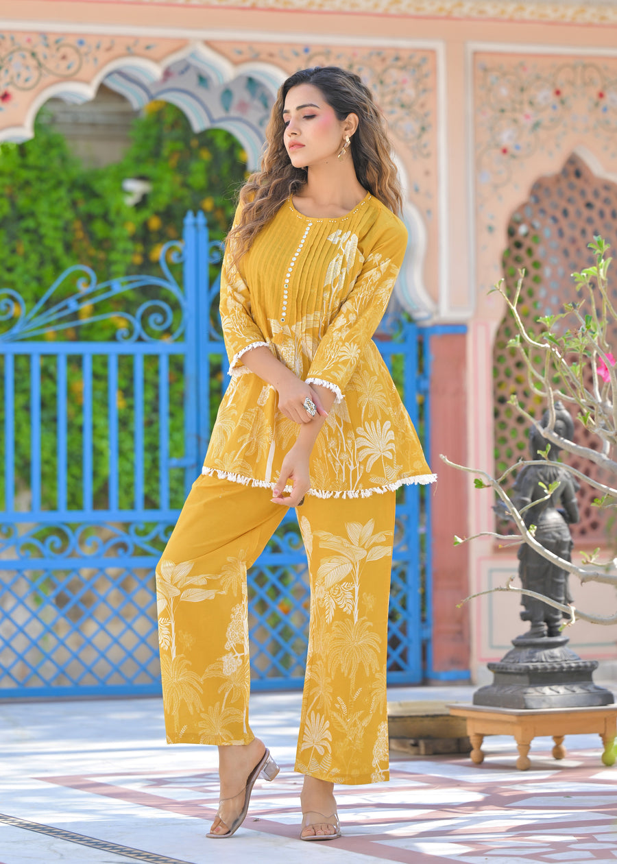 Honey yellow floral coord set