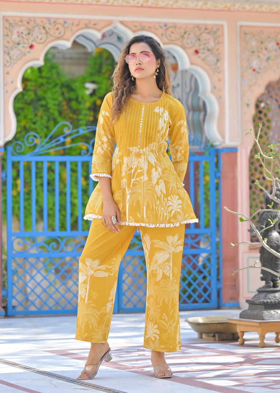 Honey yellow floral coord set