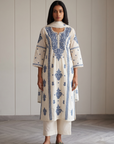 Blue & White Chikankari Suit Set