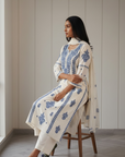 Blue & White Chikankari Suit Set