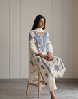 Blue & White Chikankari Suit Set