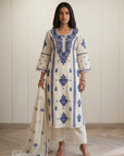 Blue & White Chikankari Suit Set