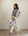 Blue & White Chikankari Suit Set
