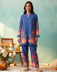 Royal Blue Rose Printed Cord Set