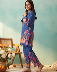 Royal Blue Rose Printed Cord Set