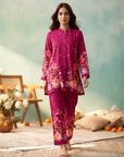 Deep Magenta Floral Printed Cord Set