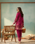 Deep Magenta Floral Printed Cord Set