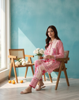 Pink Houndstooth Floral Printed Cord Set