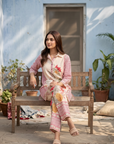 Peach Red Floral Printed Cord Set