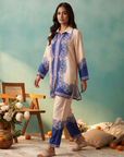 Peach & Navy Paisley Printed Cord Set