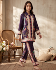 Purple Peacock Charm Printed Cord Set
