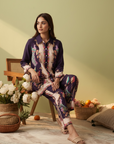 Purple Peacock Charm Printed Cord Set