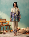 Blue Iris Bloom Printed Cord Set