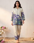 Blue Iris Bloom Printed Cord Set